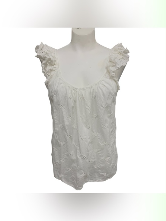 GAP Tops - GAP White Eyelet Ruffle Sleeve Tank Size M